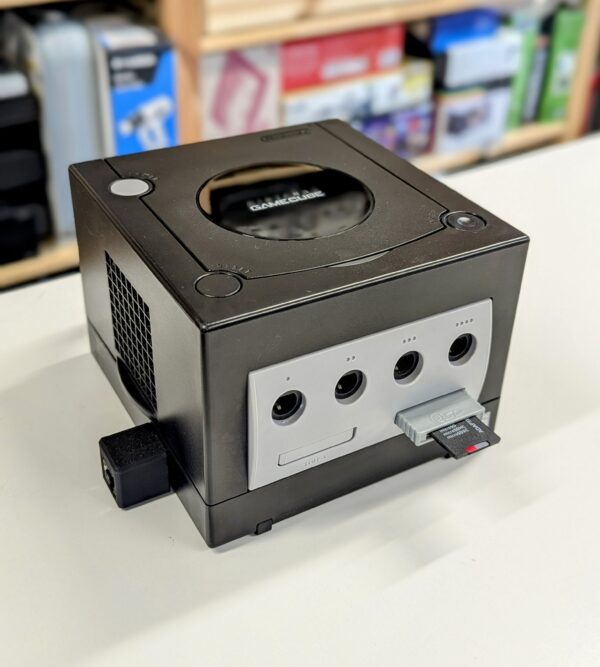 Nintendo GameCube, PicoBoot 256GB, Battery mod, Ethernet adapter, drive recapped.